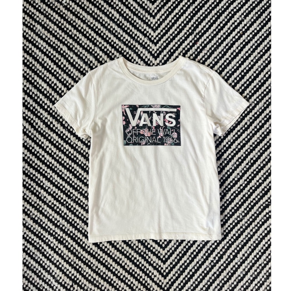 Vans Off The Wall Original 1966 Floral Box Logo Graphic Tee Cream XL Streetwear